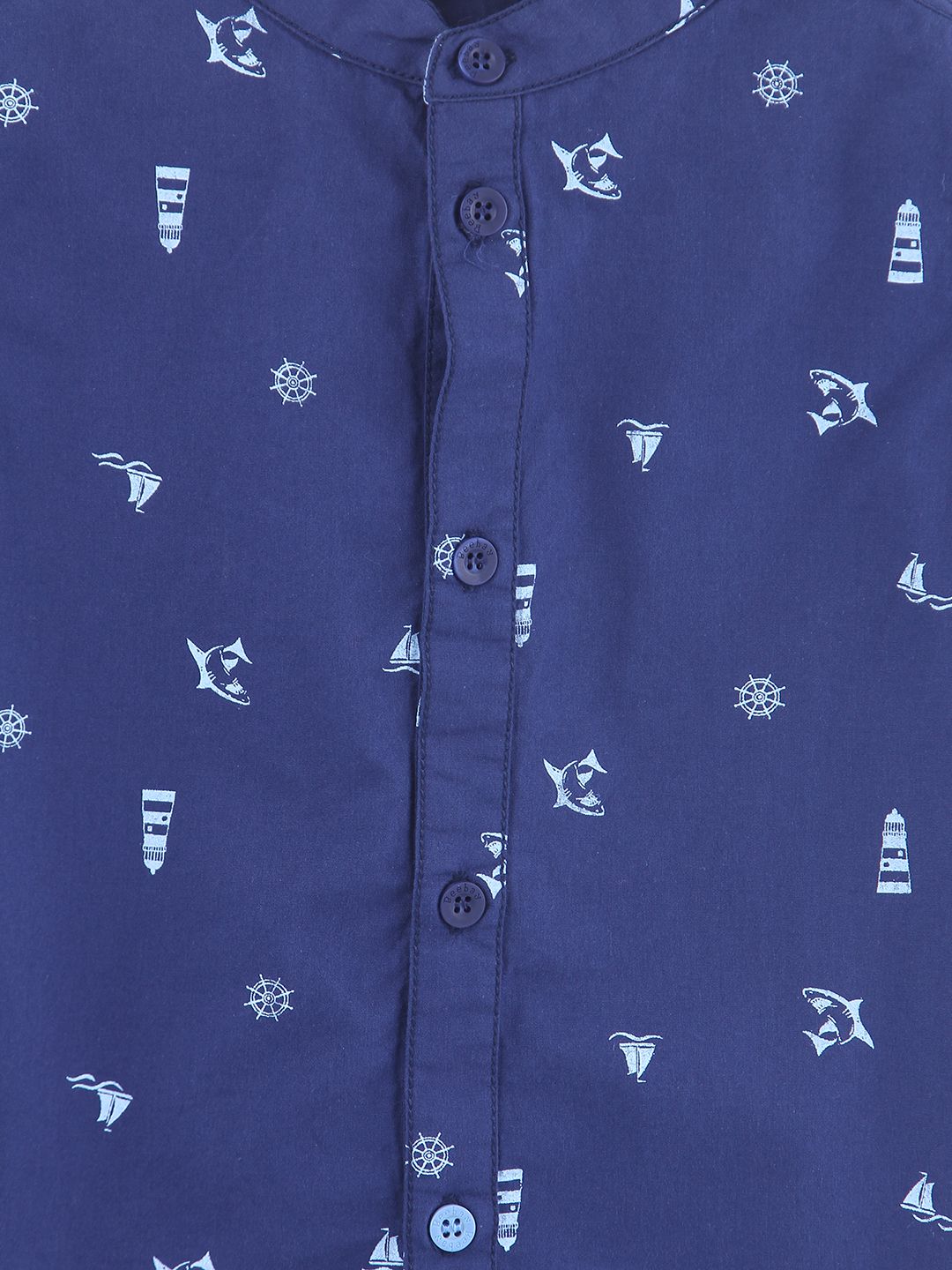 Mandarin Collar Nautical Print Shirt Navy 3-6M - Buy Mandarin Collar ...