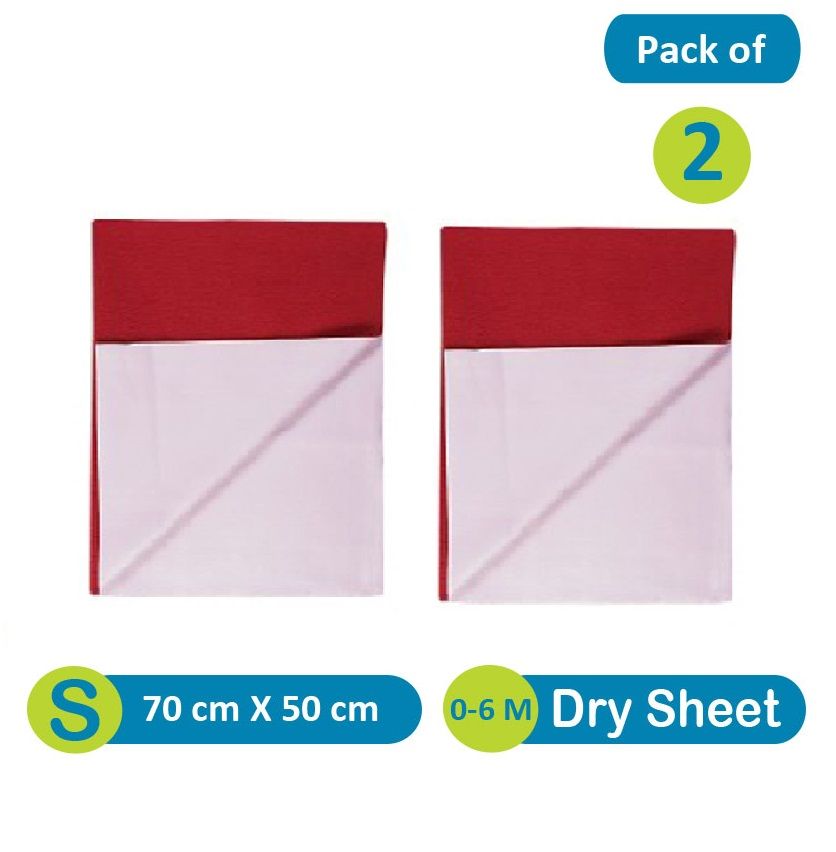     			Quick Dry Plain Waterproof sheet Small Red-Set of 2 Rubber Sheet