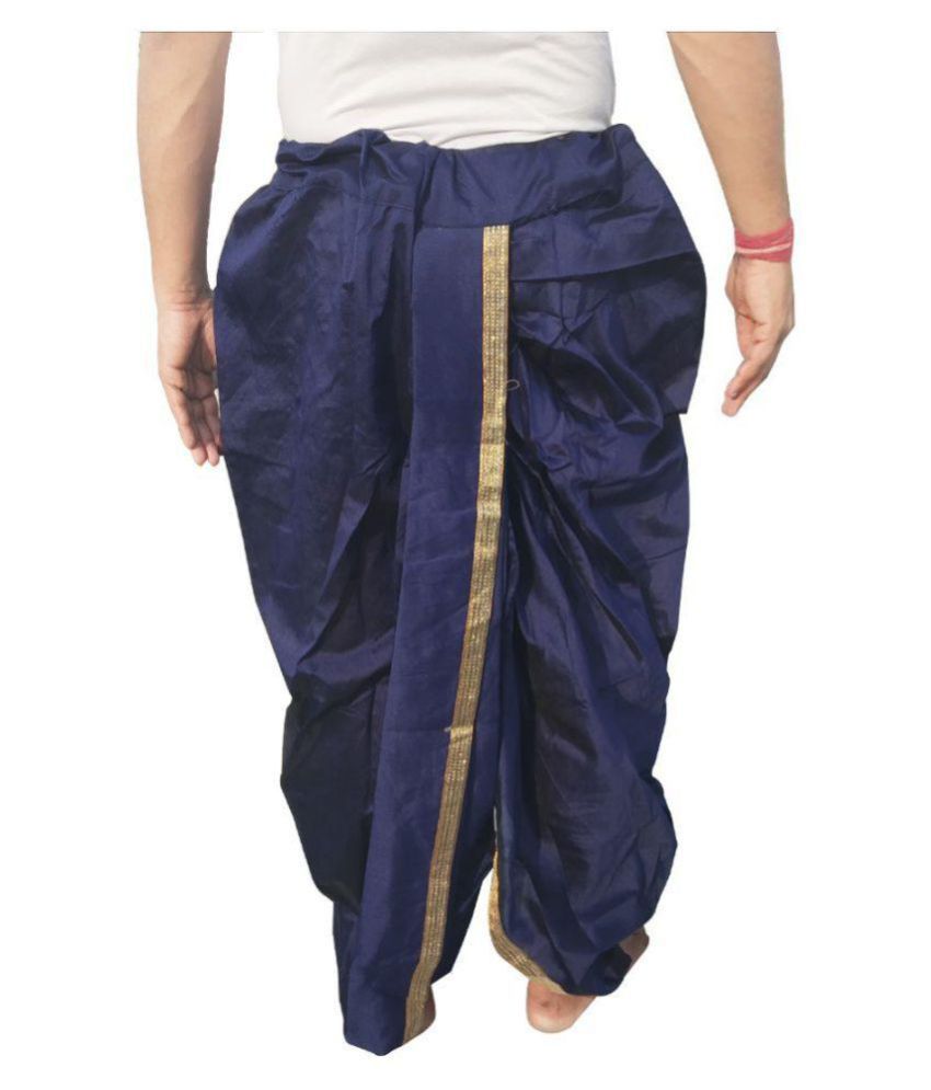 blue shirt and dhoti