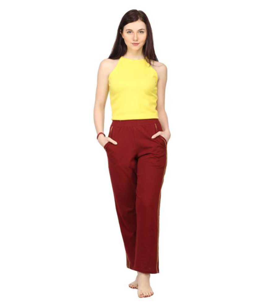     			Ess Emm Clothing Cotton Lycra Trackpants - Maroon