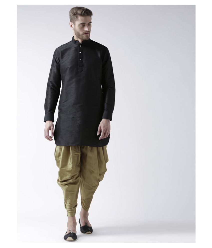     			Deyann Black Silk Blend Dhoti Kurta Set