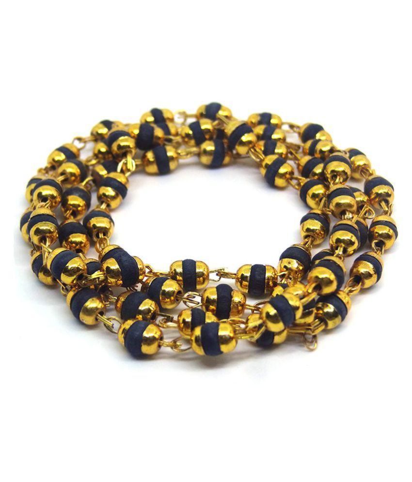     			Ever Forever Black Tulsi Beads Mala (Rosary) in Golden Color Metal Cap for Wearing Purpose