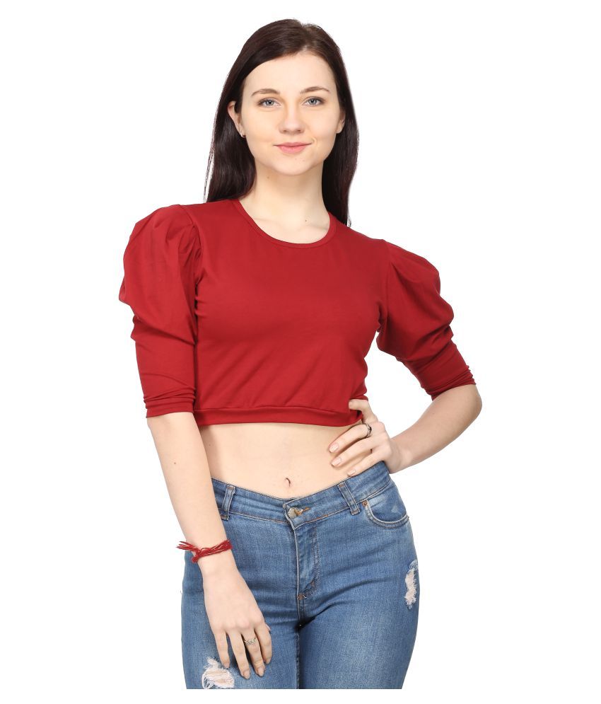     			Ess Emm Clothing Cotton Lycra Crop Tops - Red