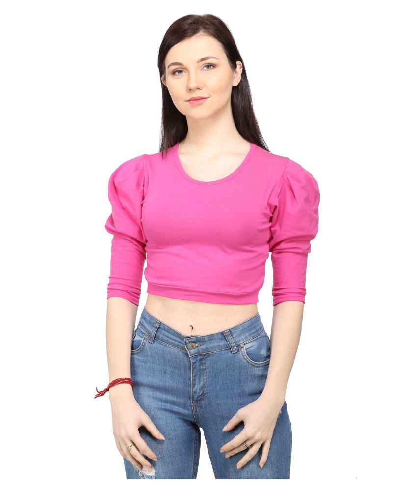     			Ess Emm Clothing Cotton Lycra Crop Tops - Pink