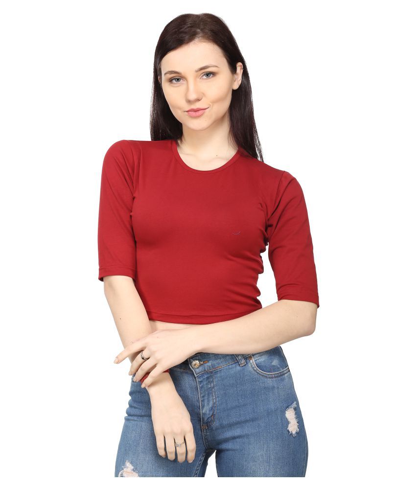     			Ess Emm Clothing Cotton Lycra Crop Tops - Red