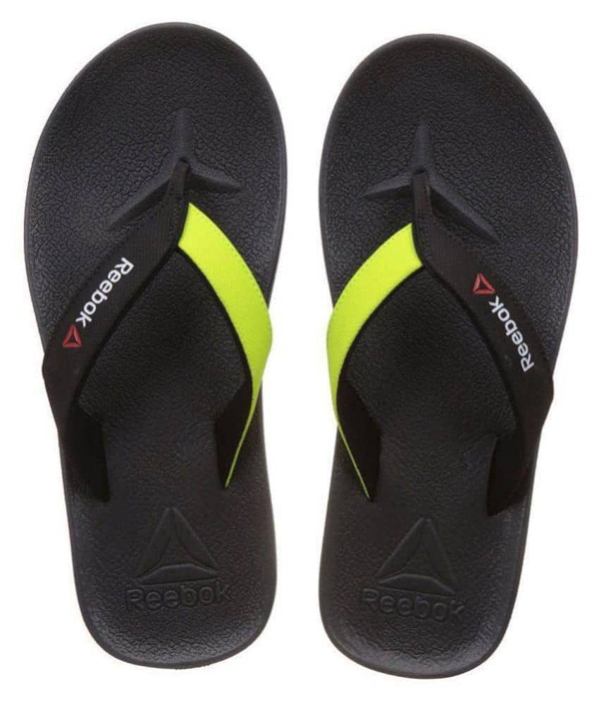 reebok black flip flops