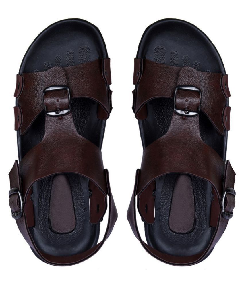     			Style Height Brown Faux Leather Sandals