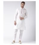 Hangup White Silk Blend Kurta Pyjama Set