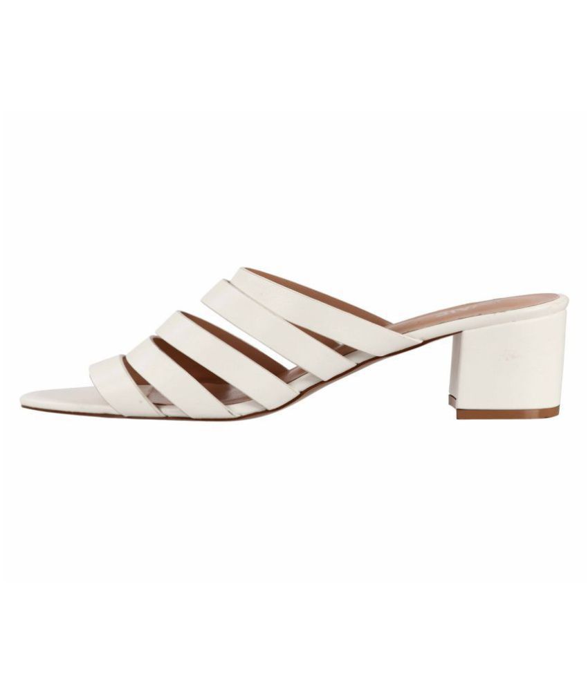 wide white block heels