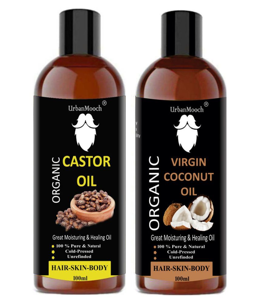     			UrbanMooch 100% Pure & Natural Castor Oil & Virgin Coconut Oil- 200 ml Pack of 2