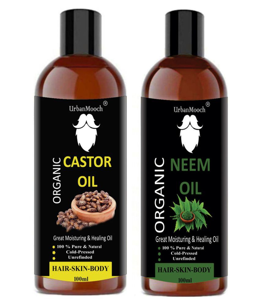     			UrbanMooch 100% Pure & Natural Castor Oil & Neem Oil For Skin 200 ml Pack of 2