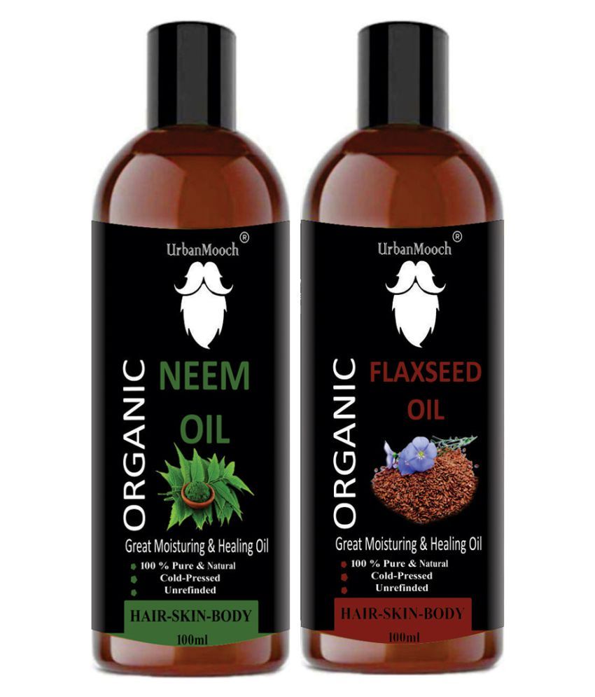     			UrbanMooch 100% Pure & Natural Neem Oil & Flaxseed Oil- 200 ml Pack of 2