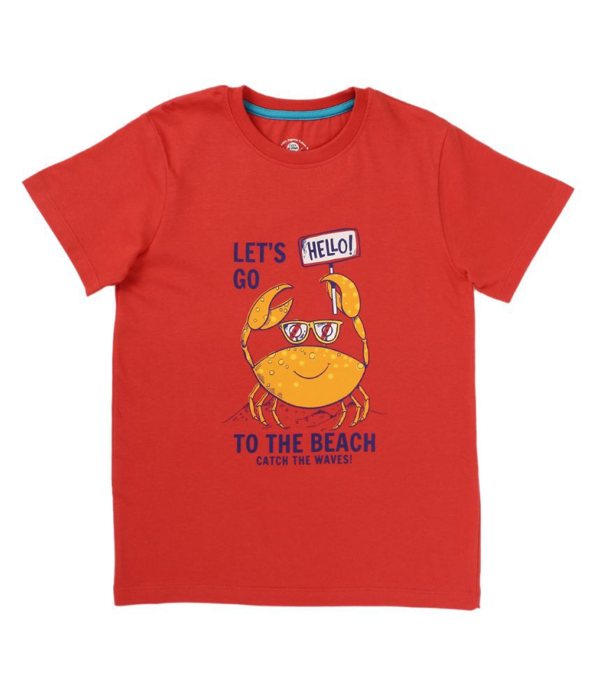     			Terra by Cub McPaws Boys 100% Organic Red T Shirt | GOTS Certified | Chemical Free | 4 to 12 Years