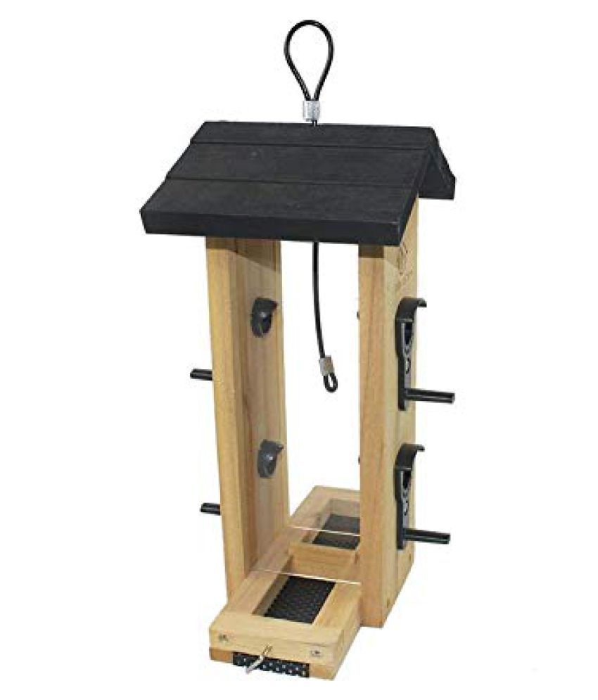 Hanging Platform Wooden Bird Feeder With Easy To Clean Removable