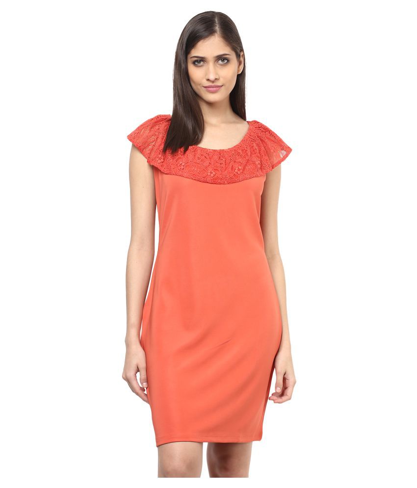 109 F Polyester Orange Regular Dress - Buy 109 F Polyester Orange ...