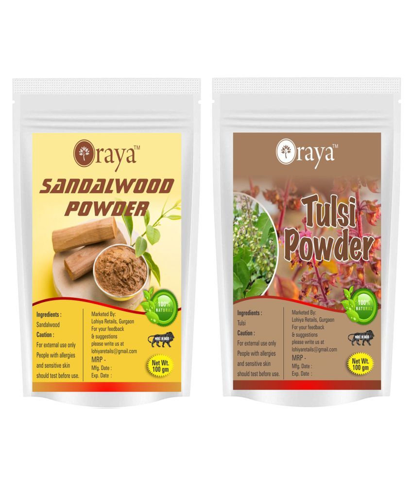     			ORAYA 100% Pure & Natural Sandalwood powder & Tulsi Powder Face Pack 200 gm Pack of 2