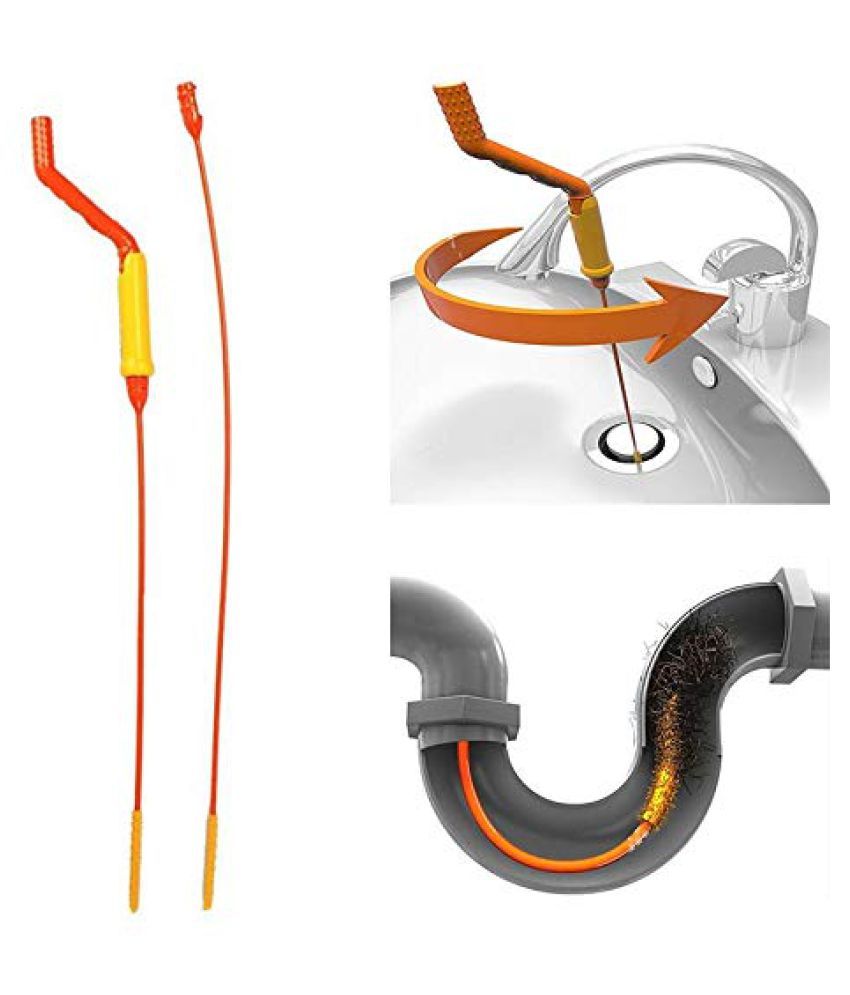 R Dabhi Sink Drainage Cleaner Hair Remover Orange Plastic Drain Cleaner