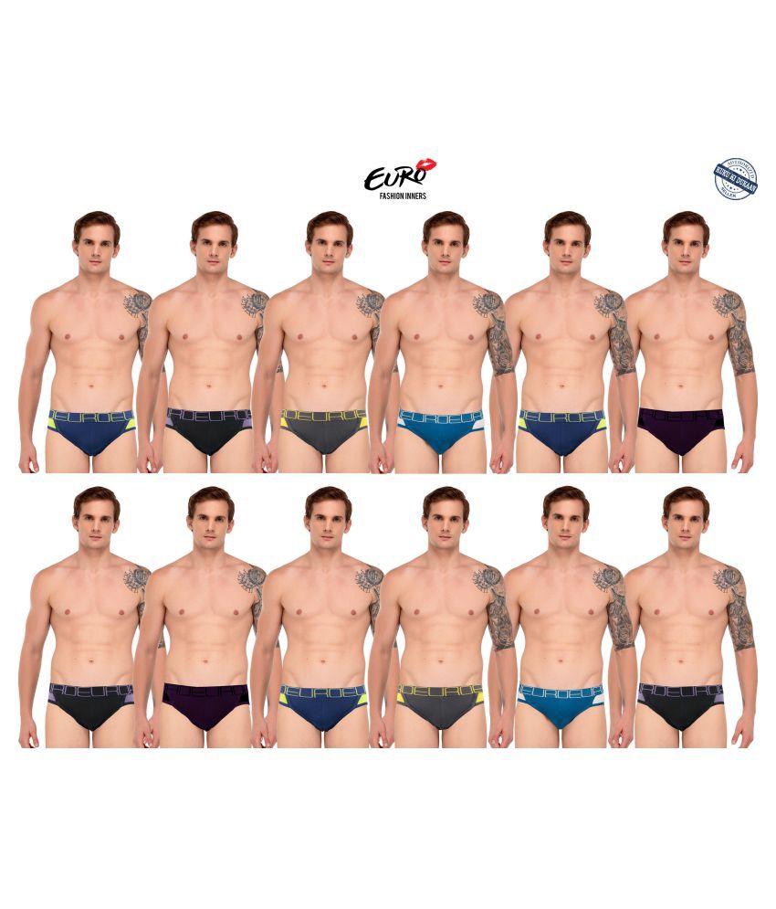     			EURO FASHION Multi Brief Pack of 12