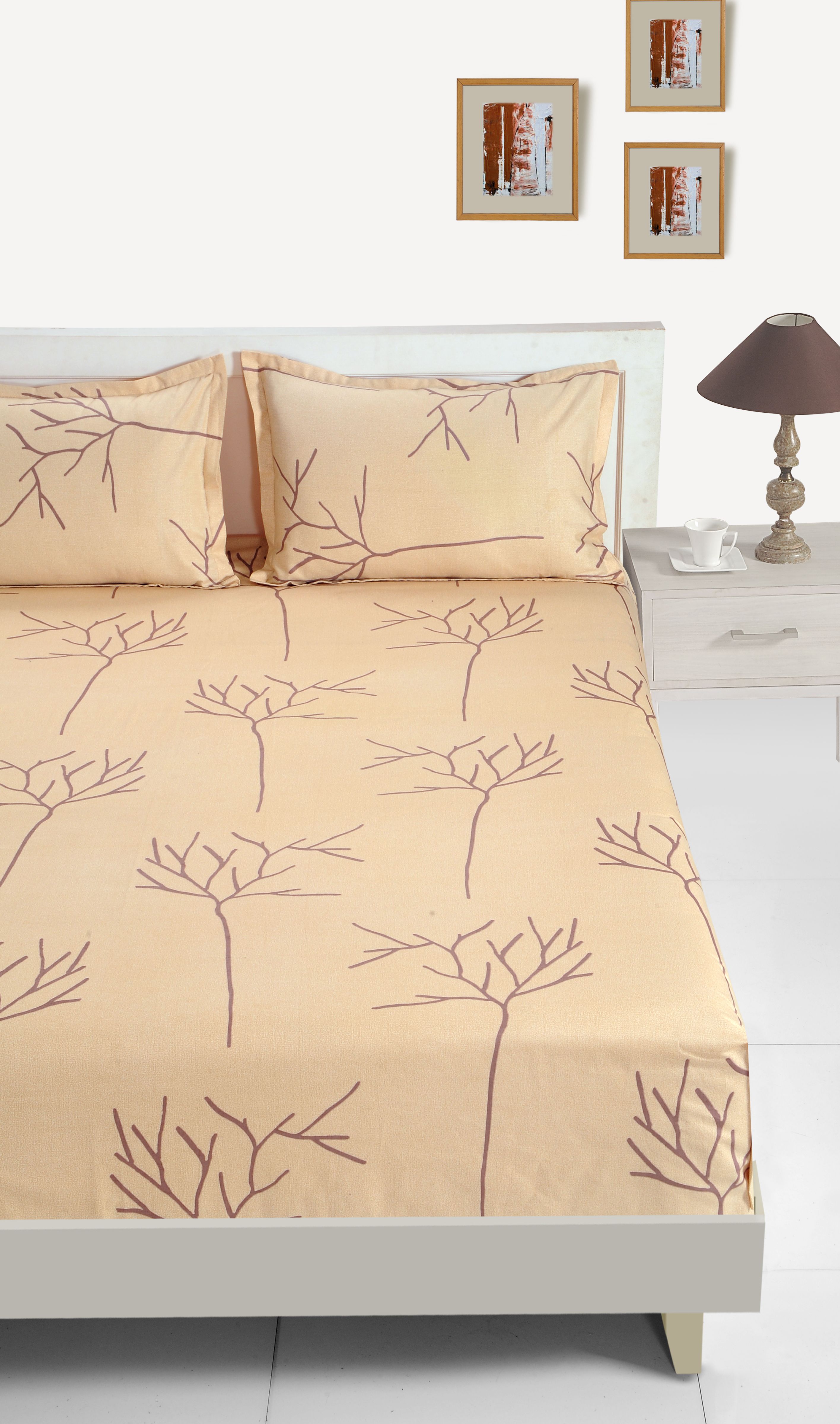 Swayam Double Cotton Peach Abstract Bedding Set Buy Swayam Double