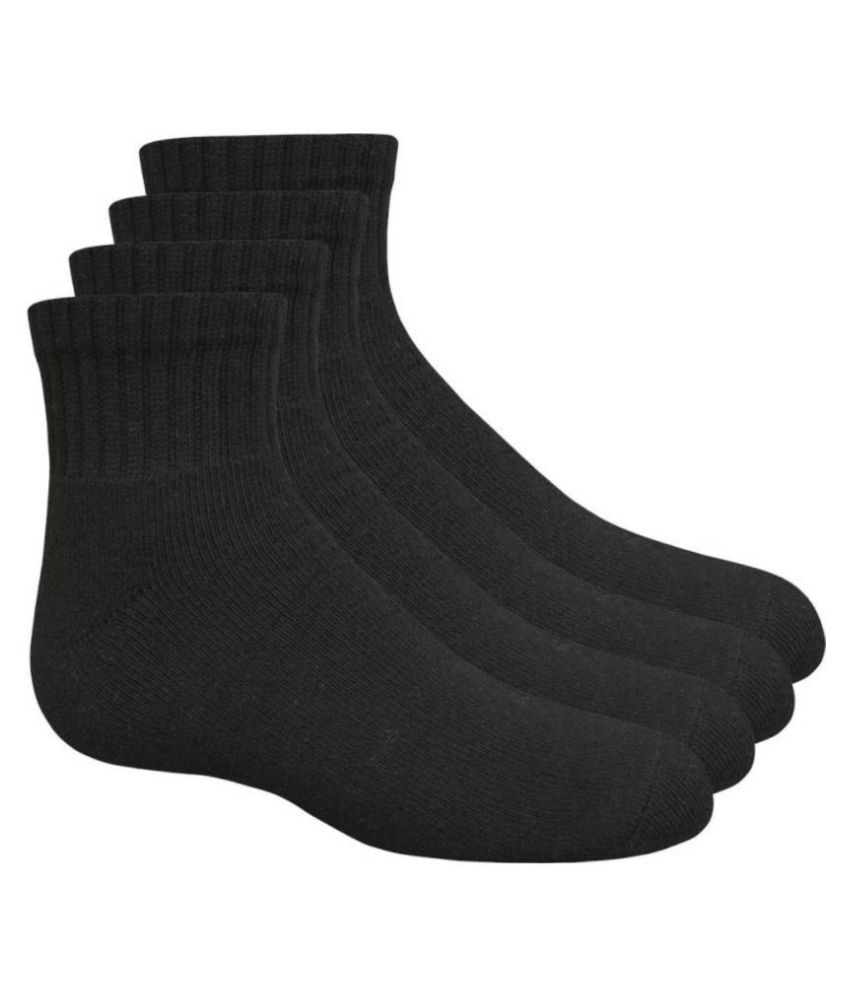     			Tahiro Black Cotton Ankle Length Socks - Pack Of 4