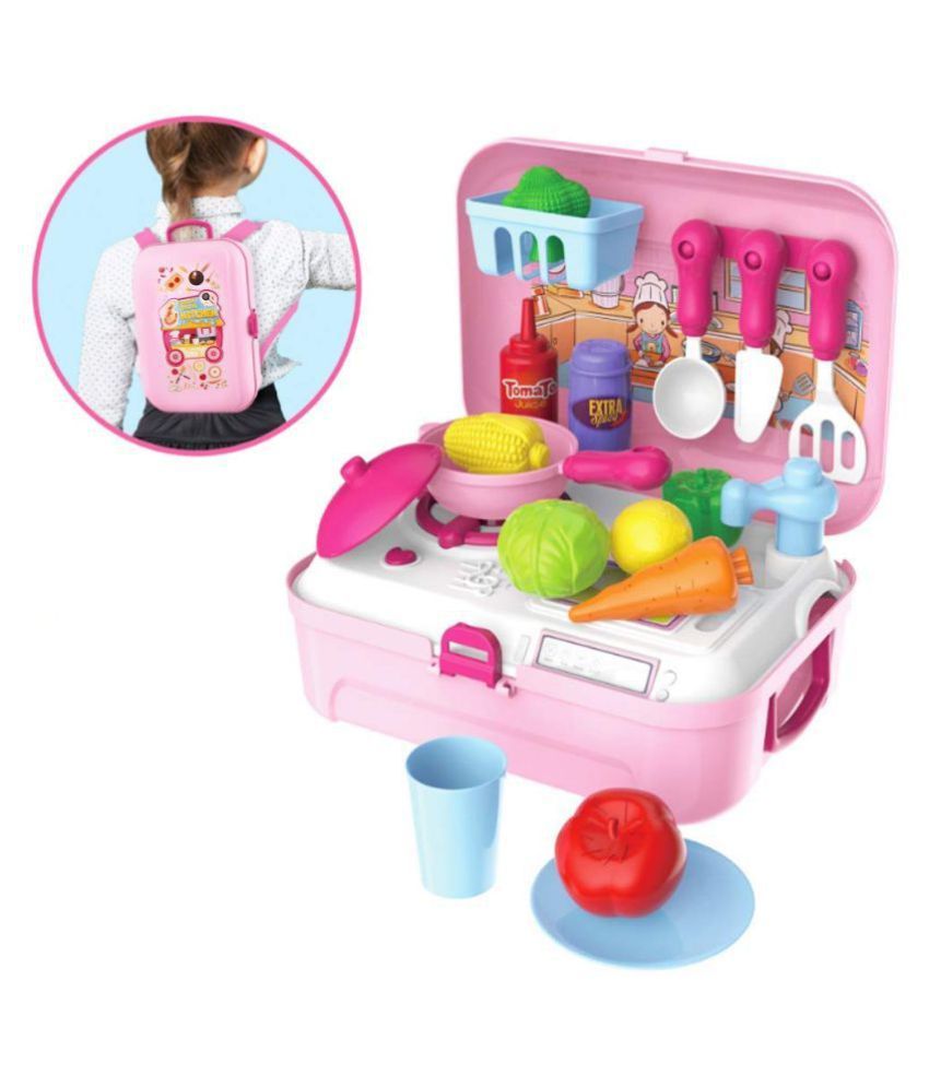 Kitchen Backpack Toy Cook Kitchenware Pretend Game Intelligence