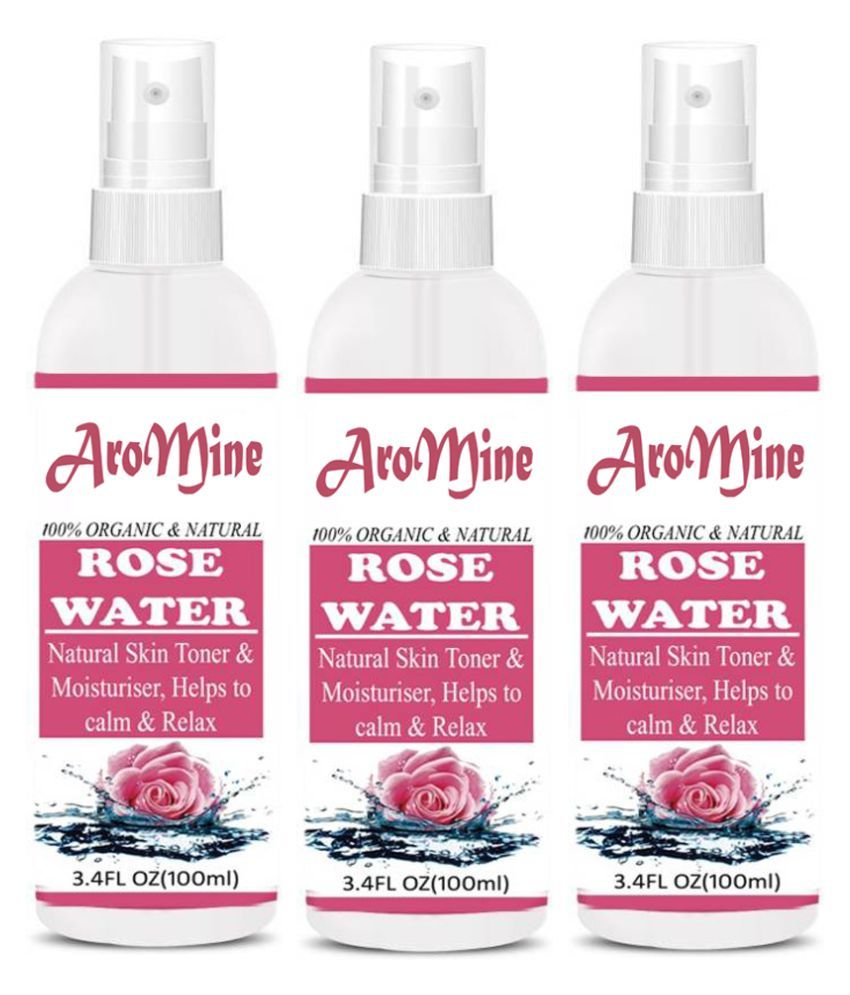     			Aromine Premium Rose Water - - Skin Freshener Cleanser 300 ml Pack of 3