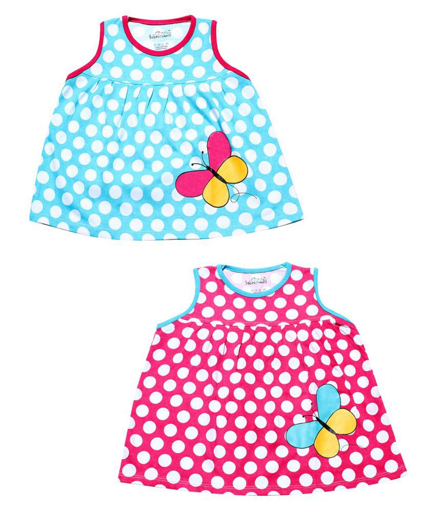     			Babeezworld Baby Girl's Printed Cotton Sleeveless Frock Dress (Pack of 2)