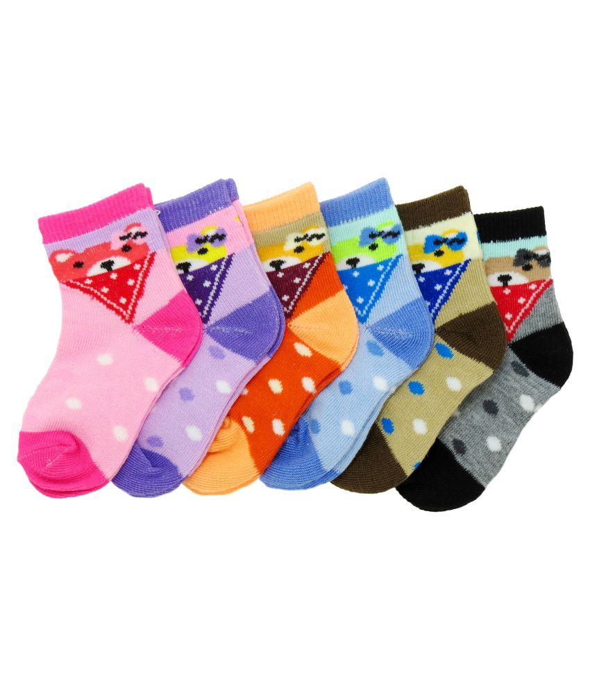     			Neska Moda Cotton Ankle Length Multicolor Kids 3 Pair Socks For 0 To 12 Months