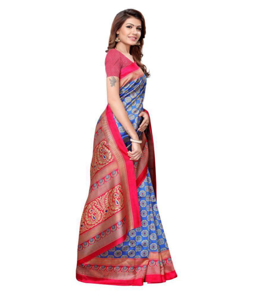 SHIKHA FASHION Blue,Pink Mysore Silk Saree - Buy SHIKHA FASHION Blue ...