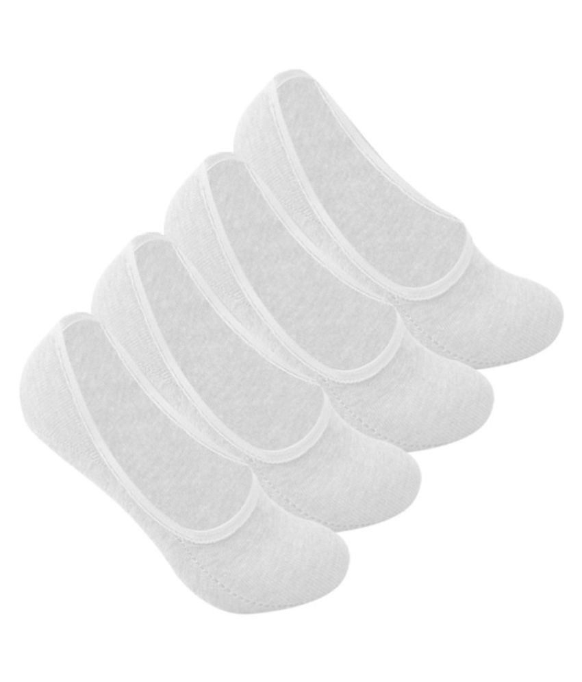     			Tahiro White Cotton Footies Loafer Socks - Pack Of 4