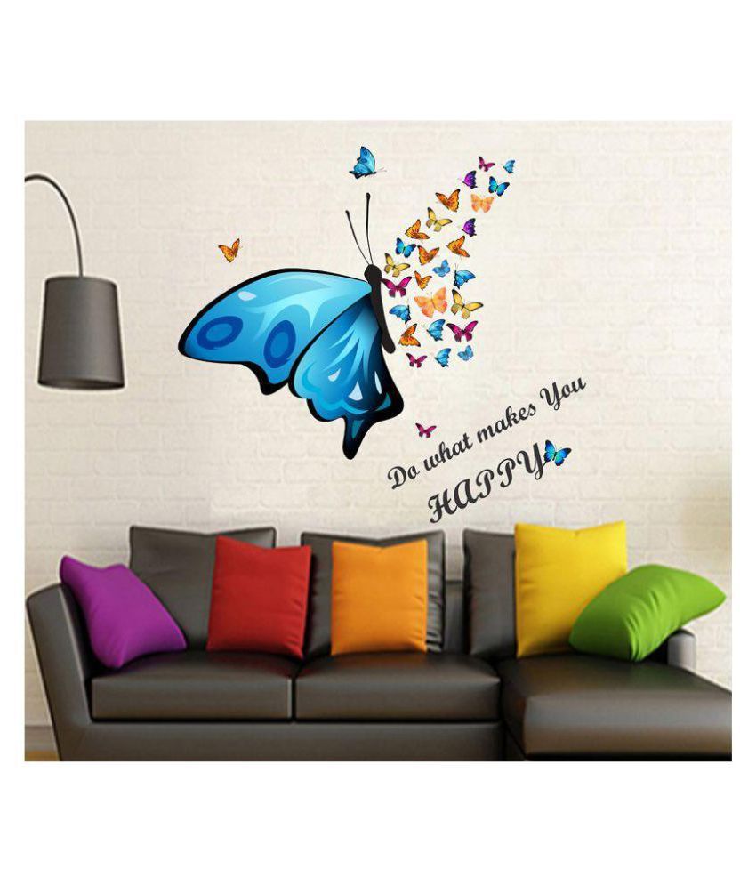     			Wallzone Butterfly Abstract Sticker ( 70 x 80 cms )