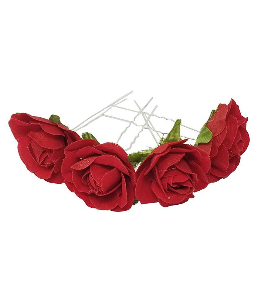 Vandana Fashions Red Rose Flower Hair Juda Pin -02 Hair Accessory Set  (Red): Buy Online at Low Price in India - Snapdeal