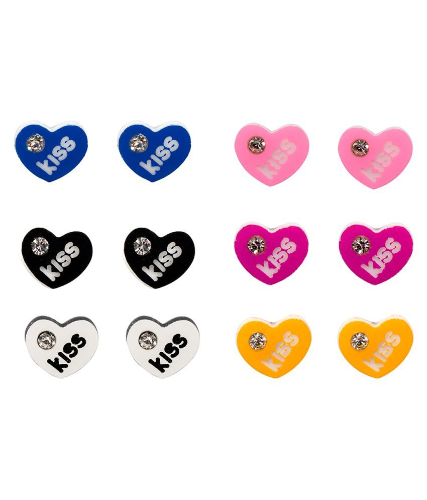 Lil Star By Ayesha Multi Color Heart Shaped Studs with Quotes for Kids Girls Lil Star By Ayesha Multi Color Heart Shaped Studs with Quotes for Kids Girls