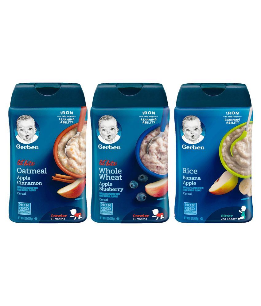 Gerber Apple Blueberry,Rice & Banana Apple Infant Cereal for 12 Months