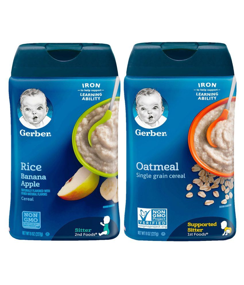 Gerber Rice & Banana Apple + Oatmeal Infant Cereal for 6 Months + ( 454