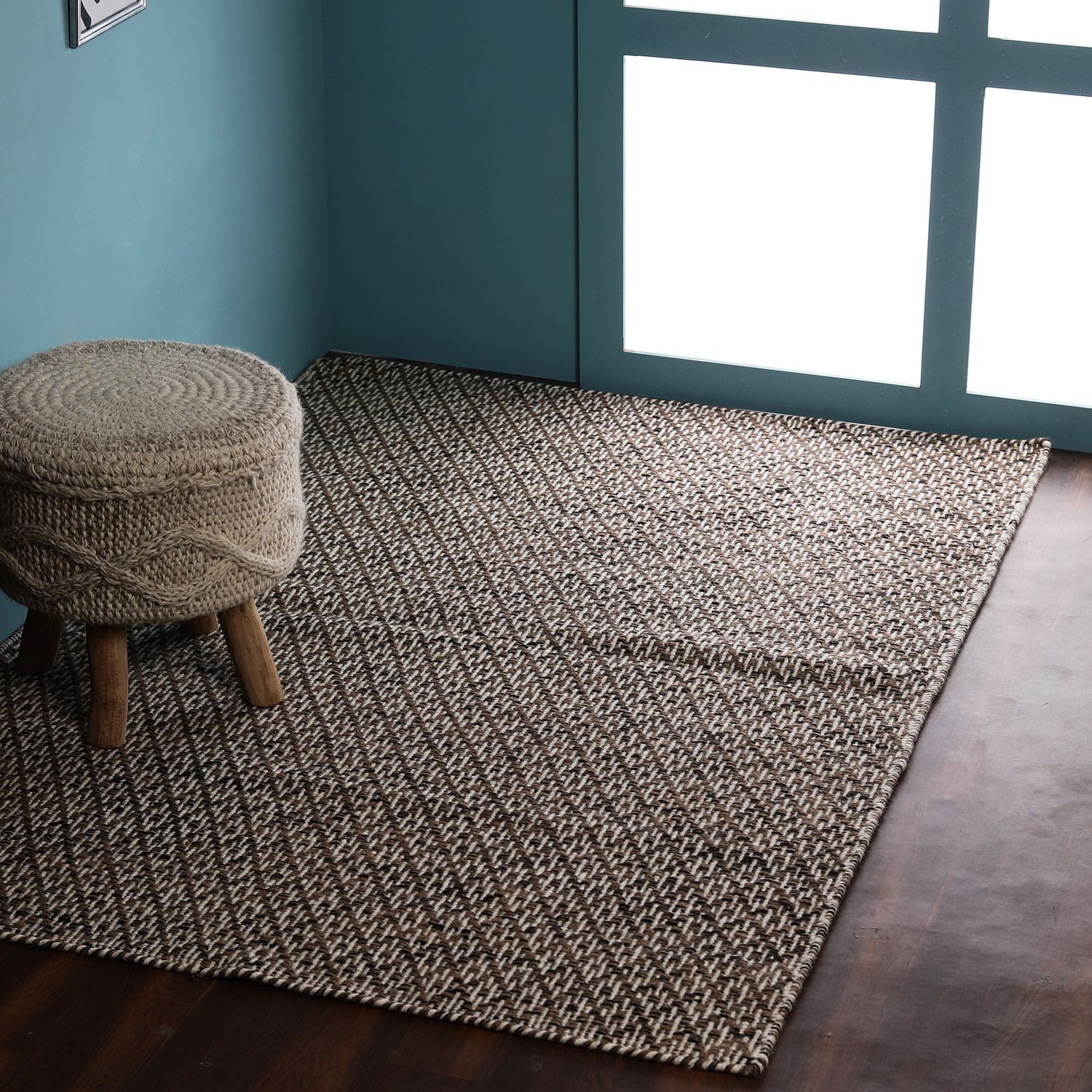     			PEQURA Beige Wool Carpet Abstract 4x6 Ft