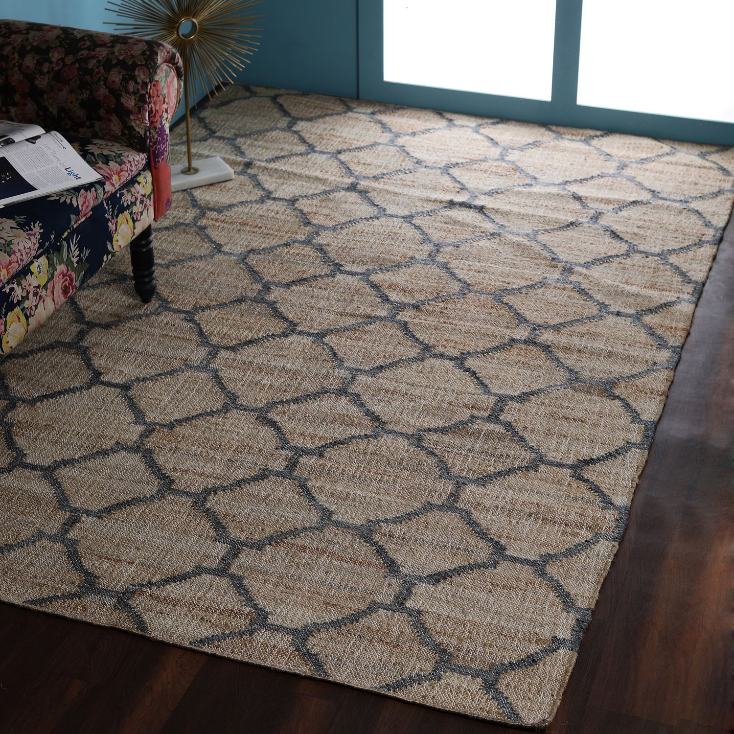     			PEQURA Brown Jute Carpet Geometrical 5x8 Ft