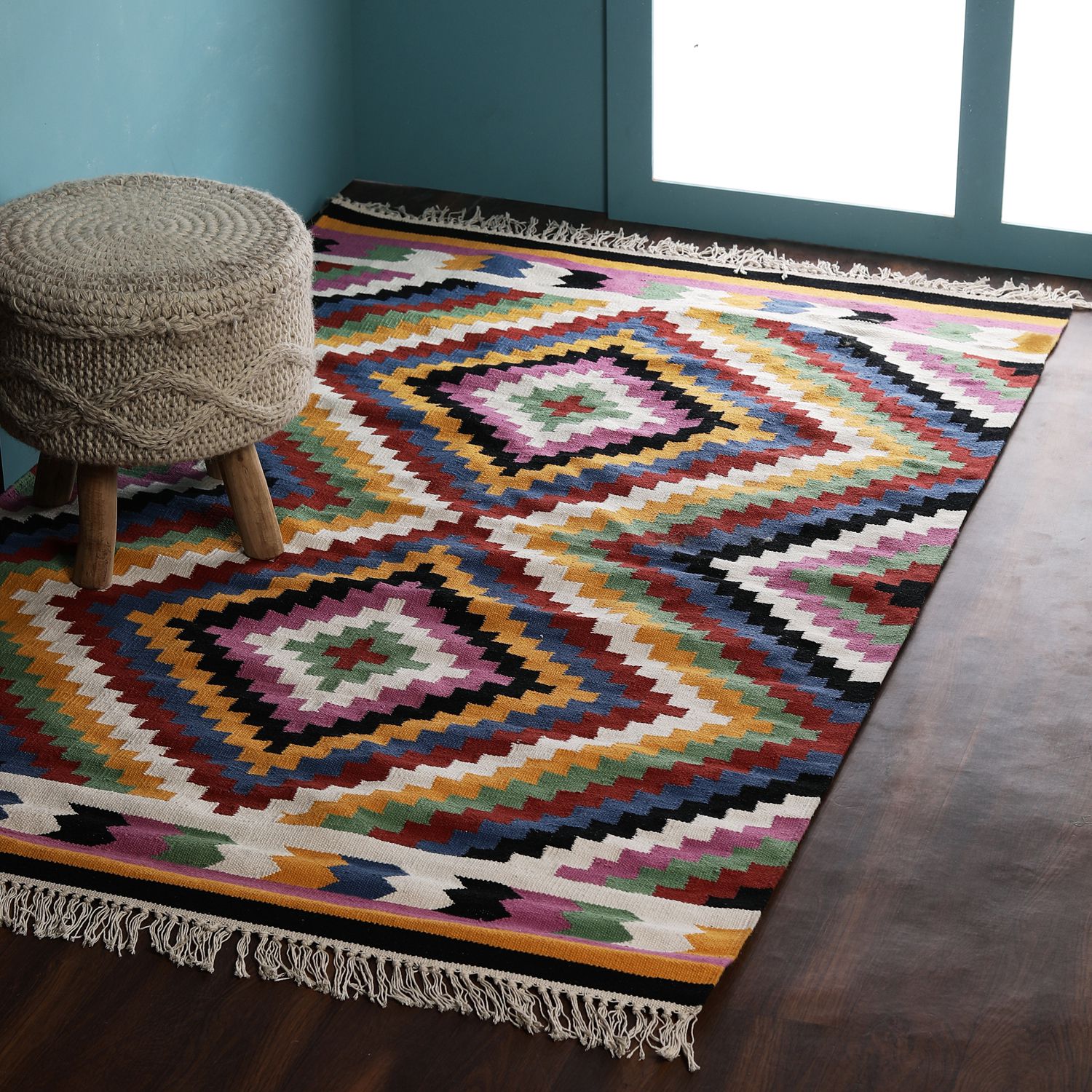     			PEQURA Multi Cotton Carpet Geometrical 4x6 Ft