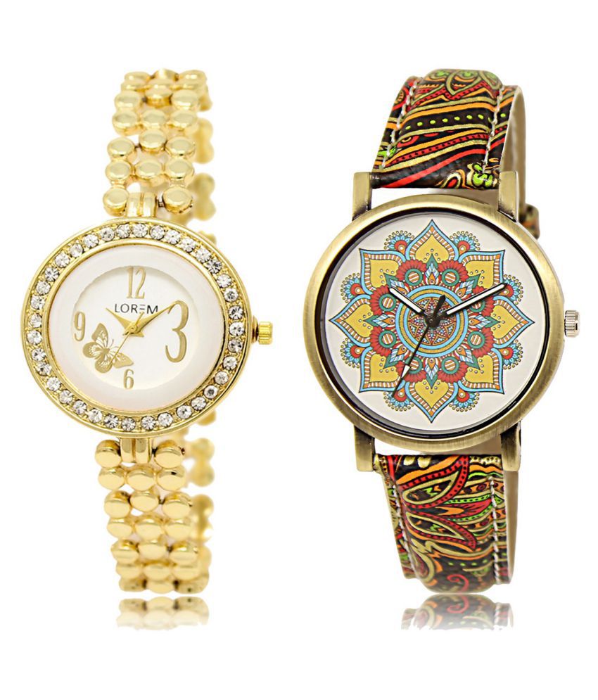 LOREM Analog White&Gold&Multicolor Dial Wrist watch For Girls-LK--203 ...