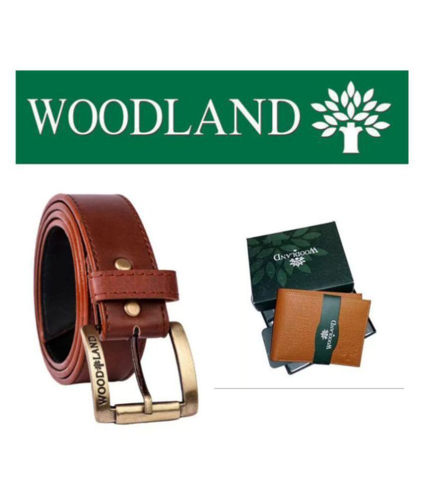woodland combos Brown Faux Leather Belts Wallets Set Belt Brown Faux