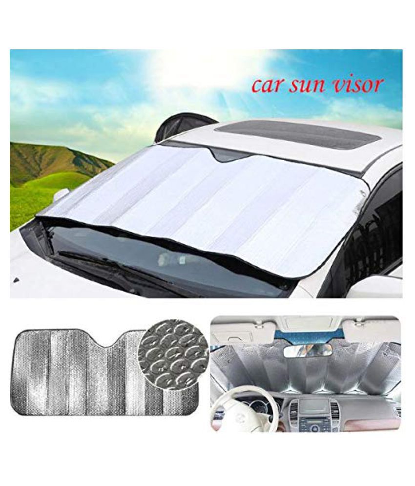 Car Sunshade Foldable (Aluminium) Front and Rear Windshield (Silver) 1