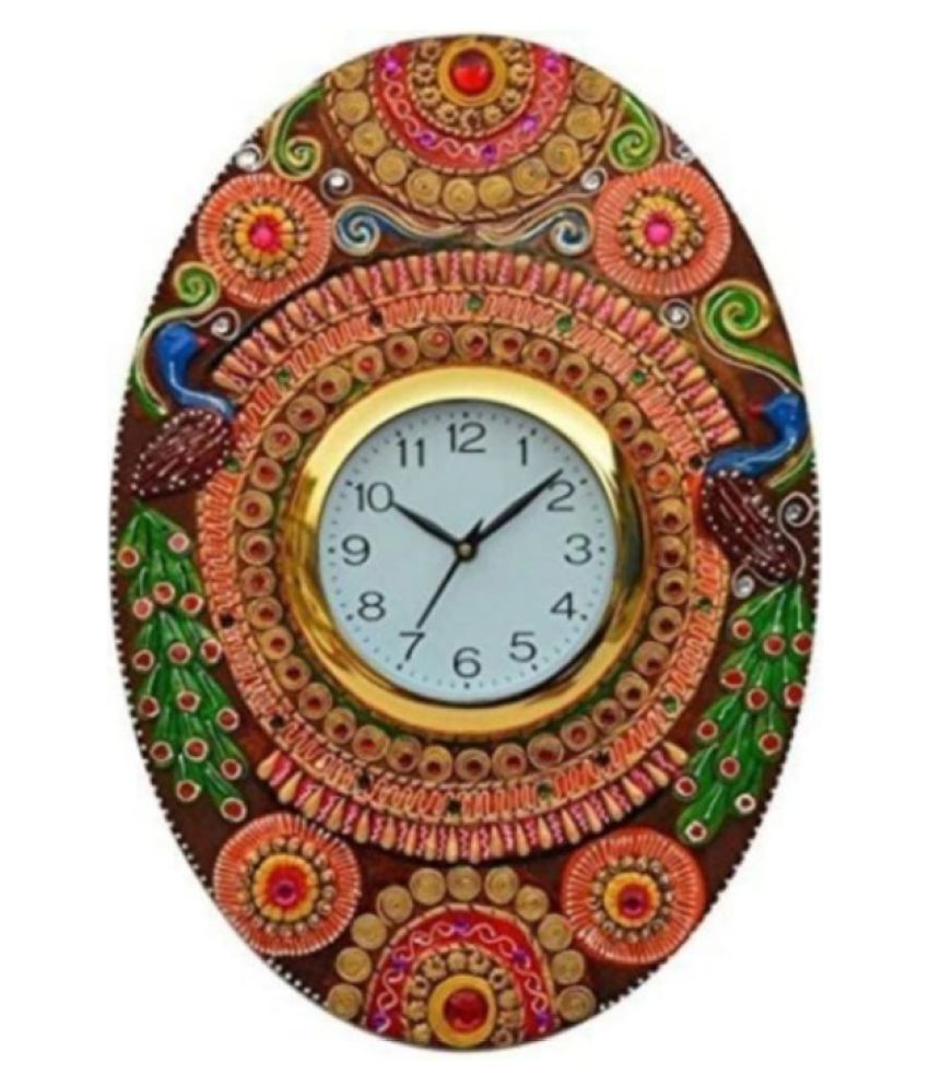 Unique Indian Crafts Circular Analog Wall Clock ( 33 x 45 cm ) Buy