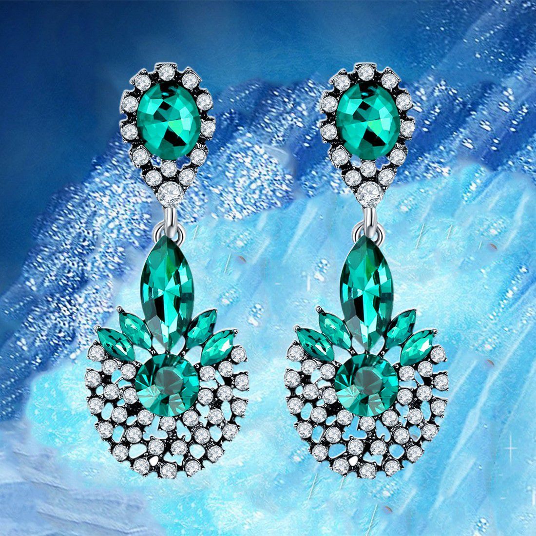Jewels Galaxy Crystal Elements Sparkling Green Fascinating Pair Of