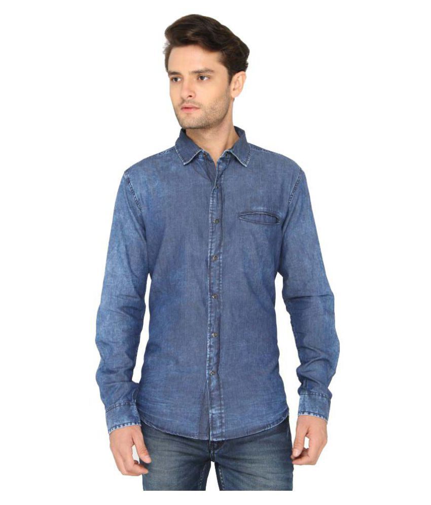 Bombay High 100 Percent Cotton Blue Solids Shirt - Buy Bombay High 100 ...