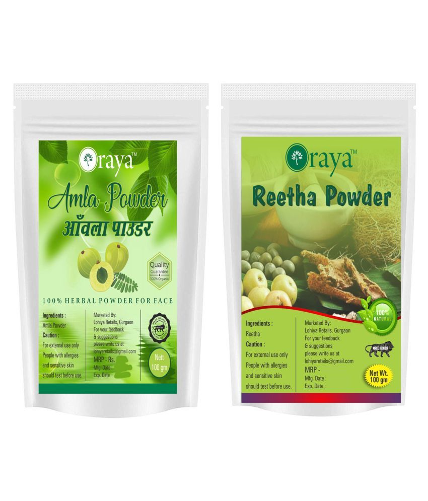     			ORAYA 100% Pure Amla Powder And Retha Powder Face Pack 200 gm Pack of 2