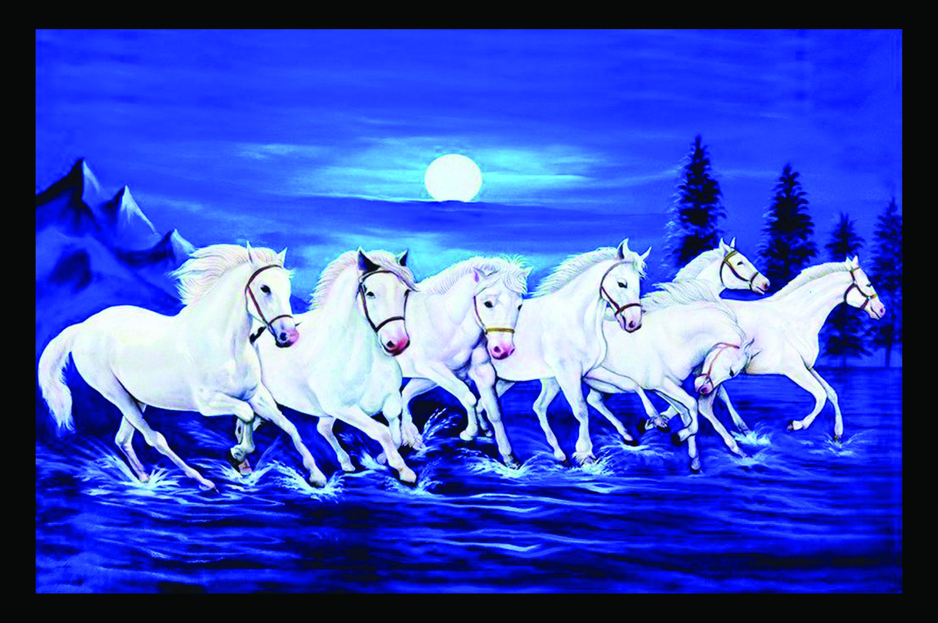     			galaxy wooden art gallery White Horses Image Animals Sticker ( 30 x 45 cms )