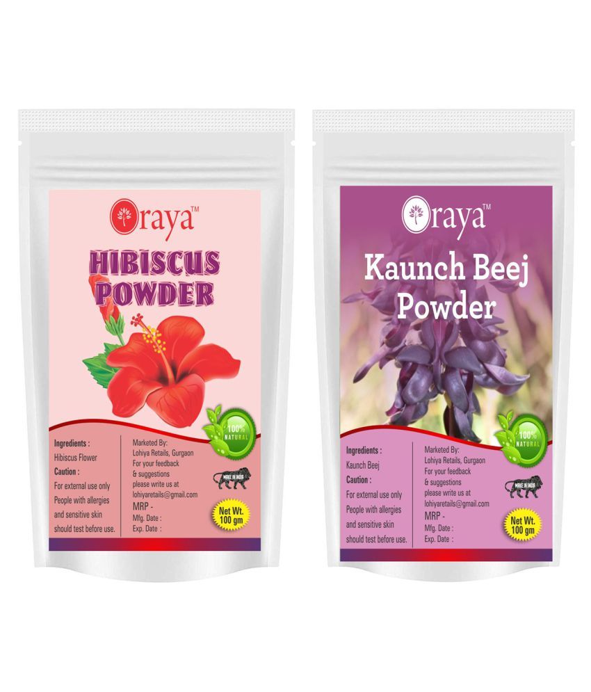     			ORAYA 100% Pure Hibiscus Powder And Kaunch Beej Powder Face Pack 200 gm Pack of 2