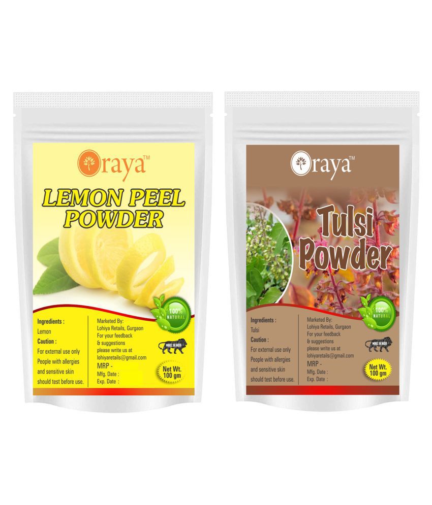     			ORAYA 100% Pure Lemon Peel Powder And Tulsi Leaf Powder Face Pack 200 gm Pack of 2