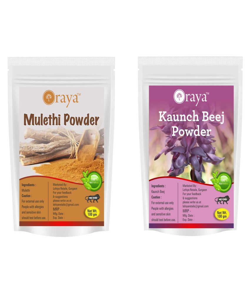     			ORAYA 100% Pure Mulethi(Licorice) Powder And Kaunch Beej Powder Face Pack 200 gm Pack of 2