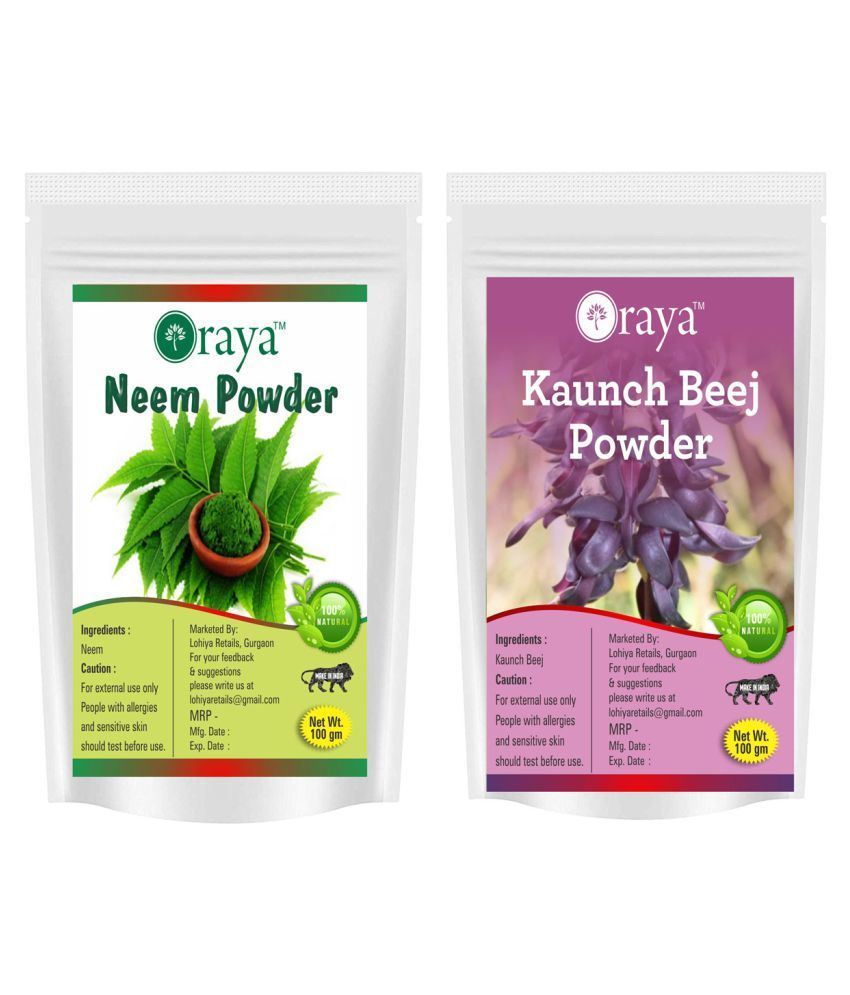     			ORAYA 100% Pure Neem Powder And Kaunch Beej Powder Face Pack 200 gm Pack of 2